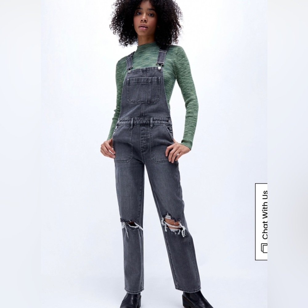 PACSUN Black Baggy Overalls